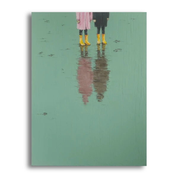 Yellow rubber boots and the Barents Sea street art painting by Exgyryd