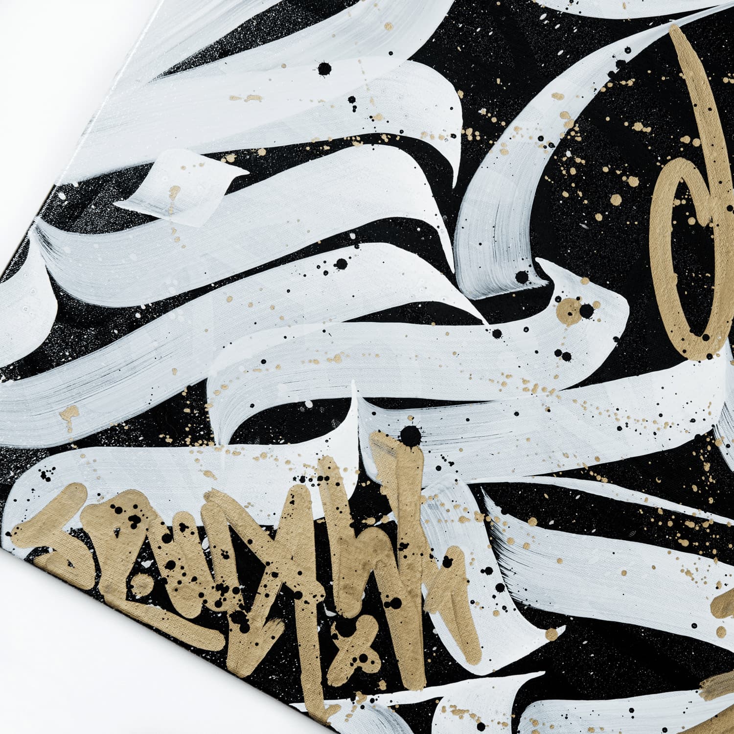 Golden accent street art painting by Nikmas, view 4
