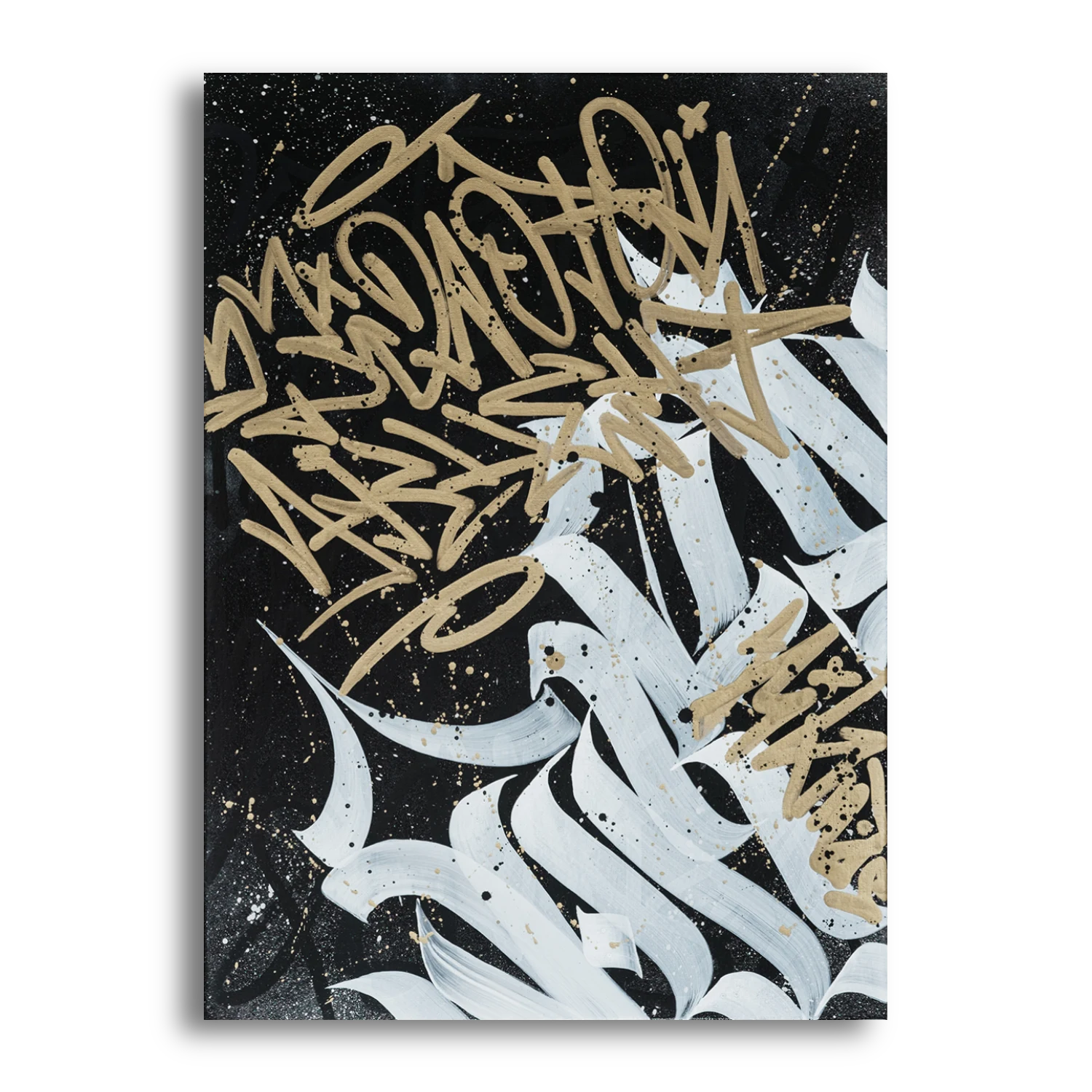 Golden accent street art painting by Nikmas, view 1