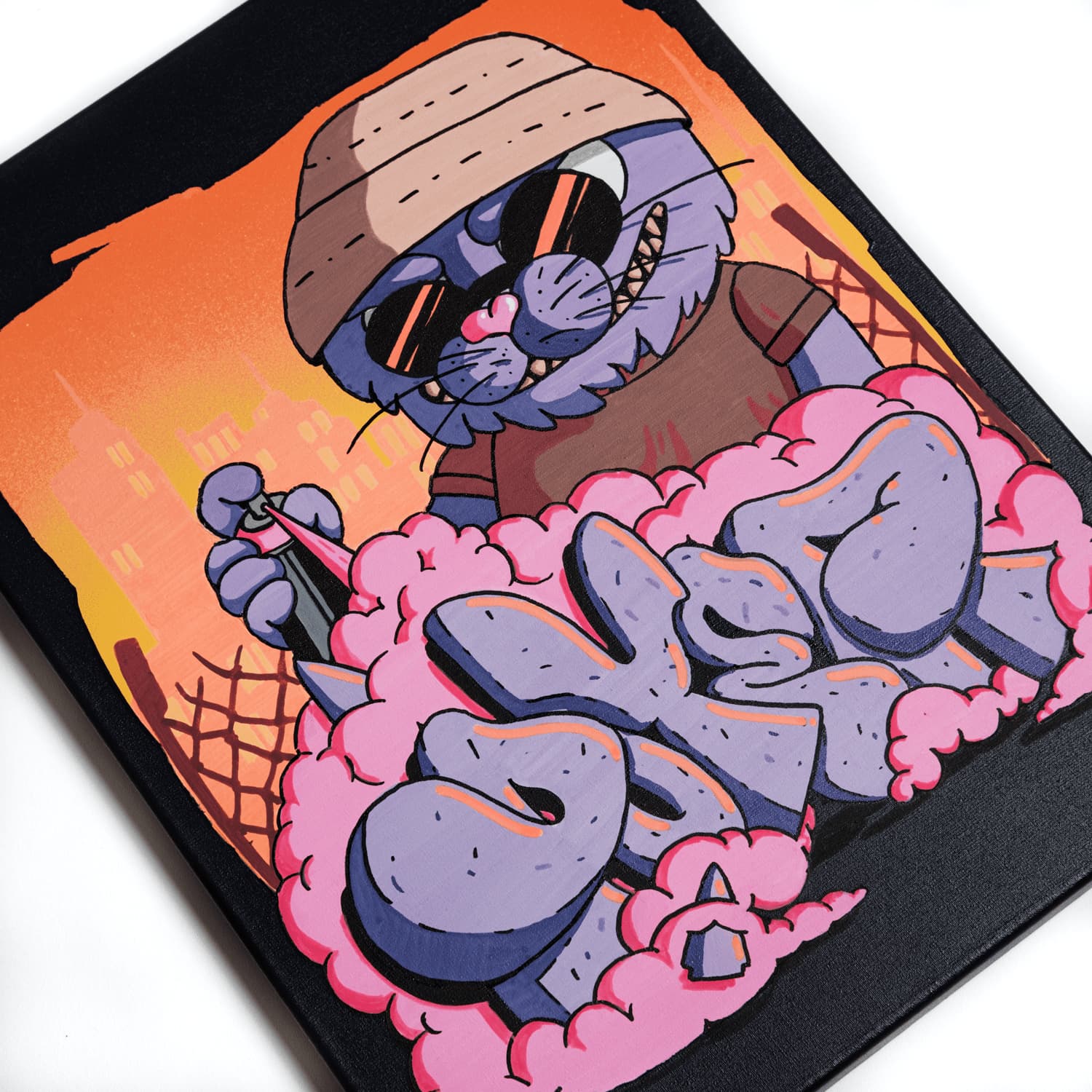 Street cat street art painting by Poyer, view 2