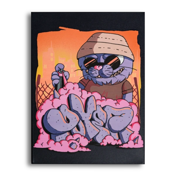 Street cat street art painting by Poyer
