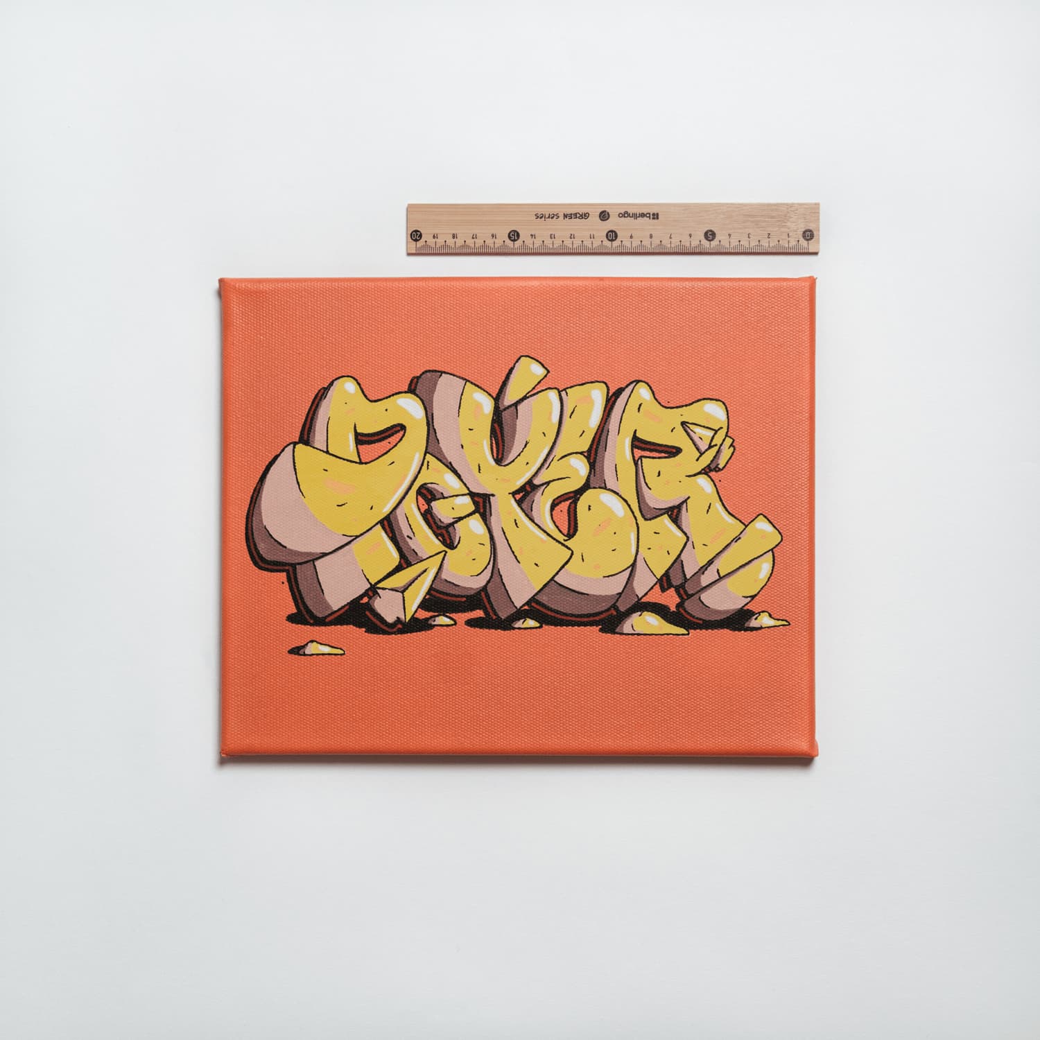 Yellow latters street art painting by Poyer, view 3
