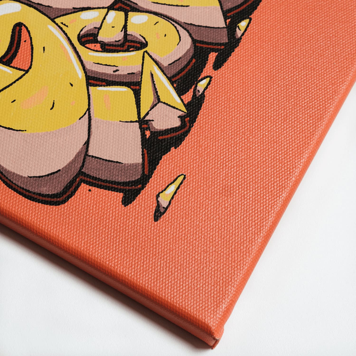 Yellow latters street art painting by Poyer, view 4
