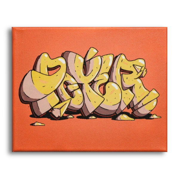 Yellow latters street art painting by Poyer