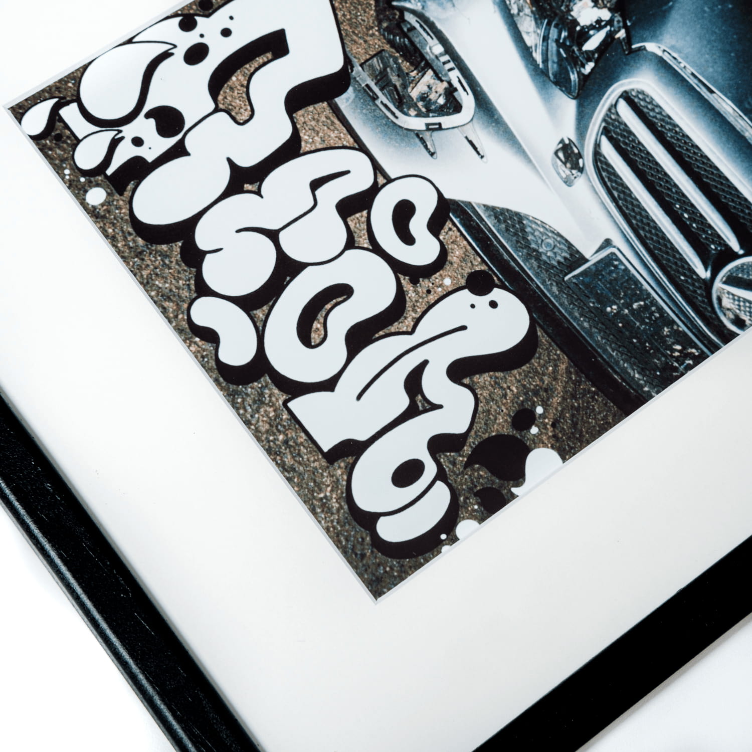 Crashed Mercedes street art painting by REON, view 5