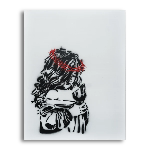 Girl with a Flower street art painting by tcp375